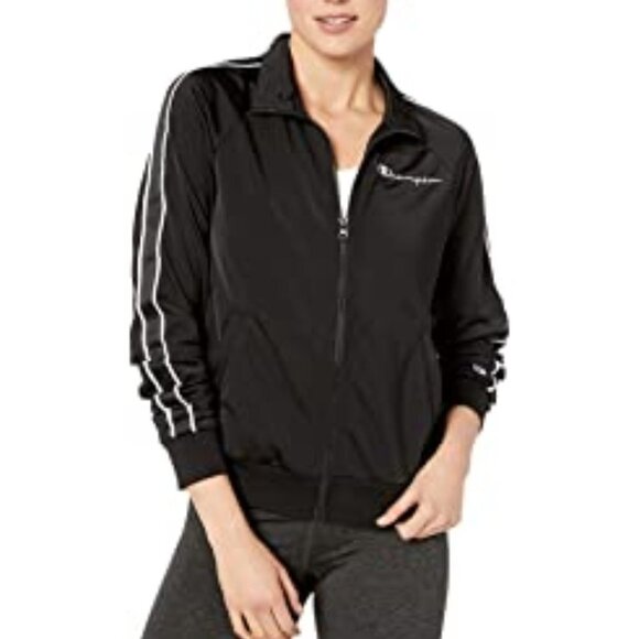 NWT Champion Black Stripe Logo Track Sports Jacket Size Small - Picture 1 of 7